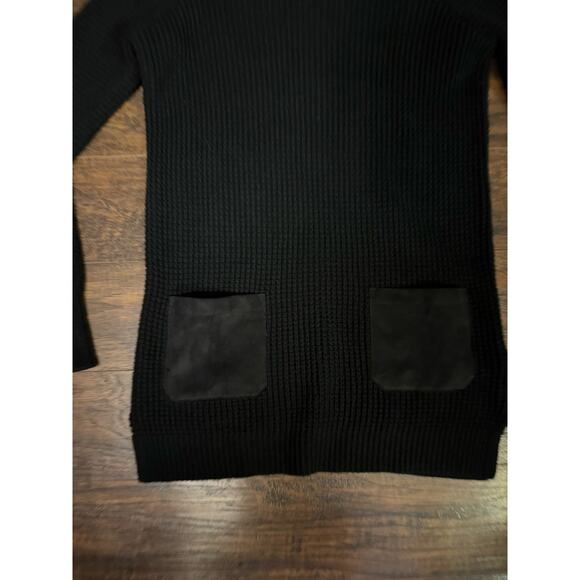 Banana Republic Turtle Neck Long Knit Faux-Suede Pocket Pullover Sweater S - Picture 2 of 5